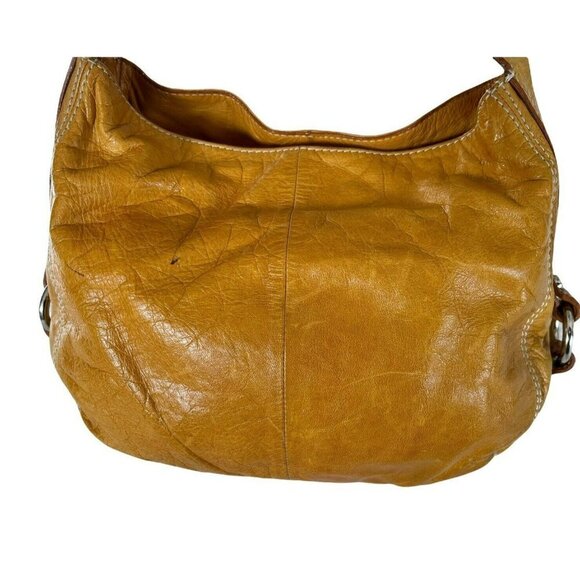 Francesco Biasia Whiskey Saddle Leather Shoulder Hobo Bag Double Front P… - Picture 4 of 12
